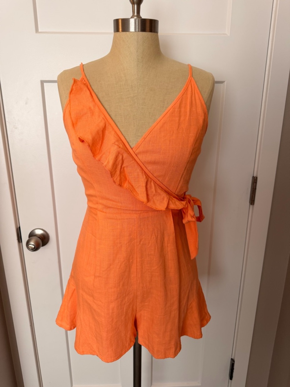 Pink Lily Wrap Romper with Ruffle Trim